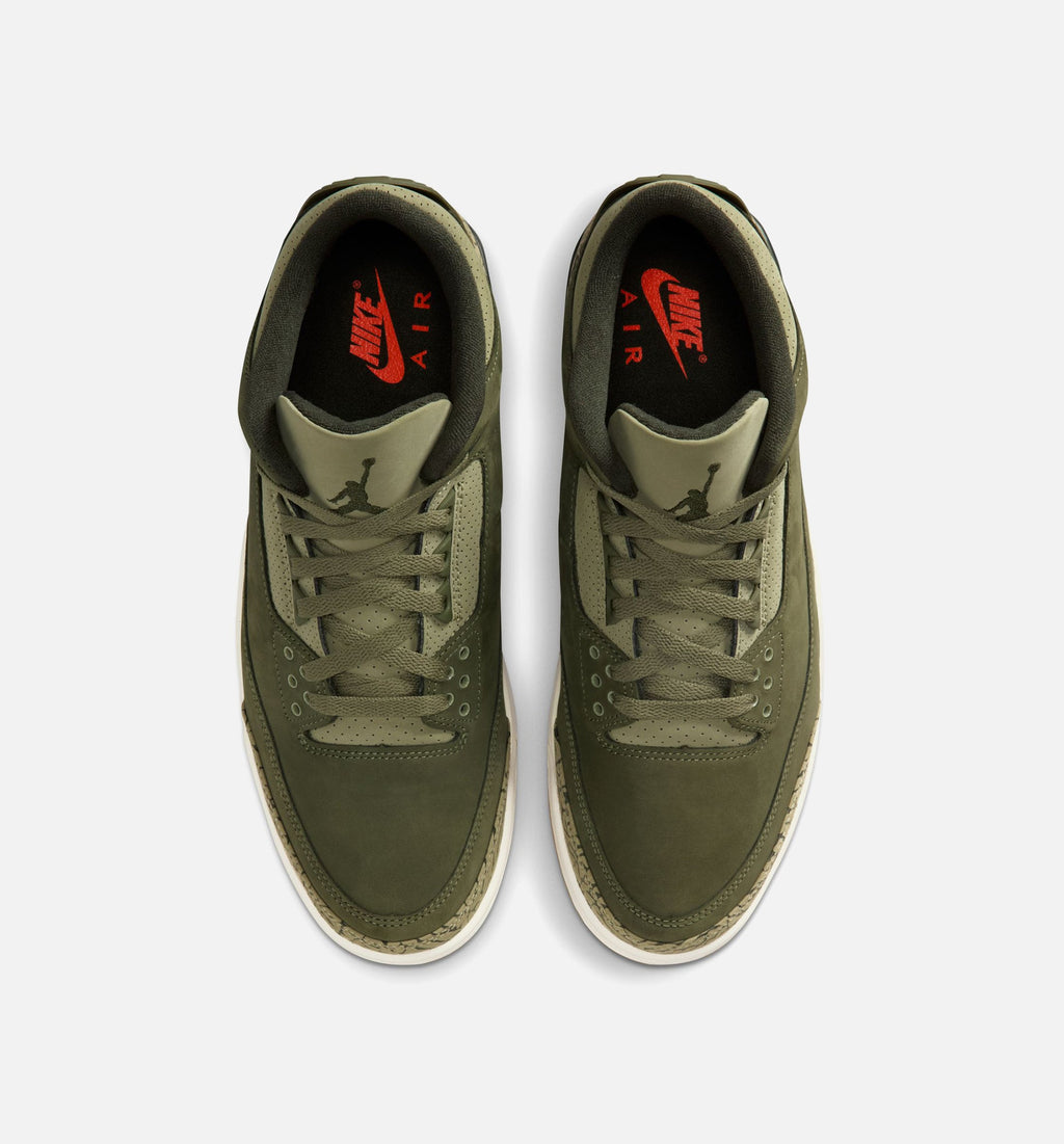 Air Jordan 3 Retro Medium Olive Men's Sneakers - Medium Olive/Sequoia/Neutral Olive/Sail/Total Crimson
