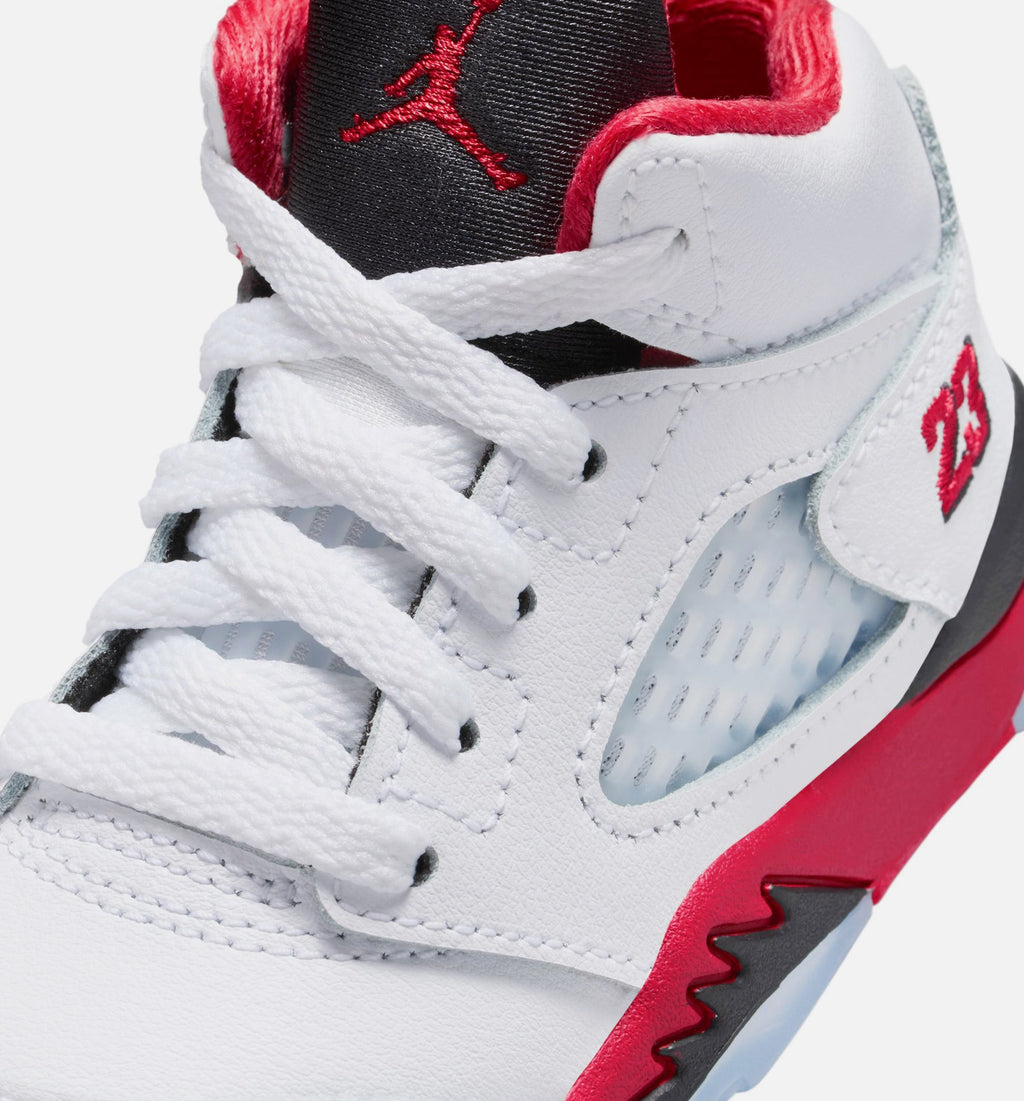 Air Jordan 5 Retro Fire Red Infant/Toddler Sneakers - Fire Red/White