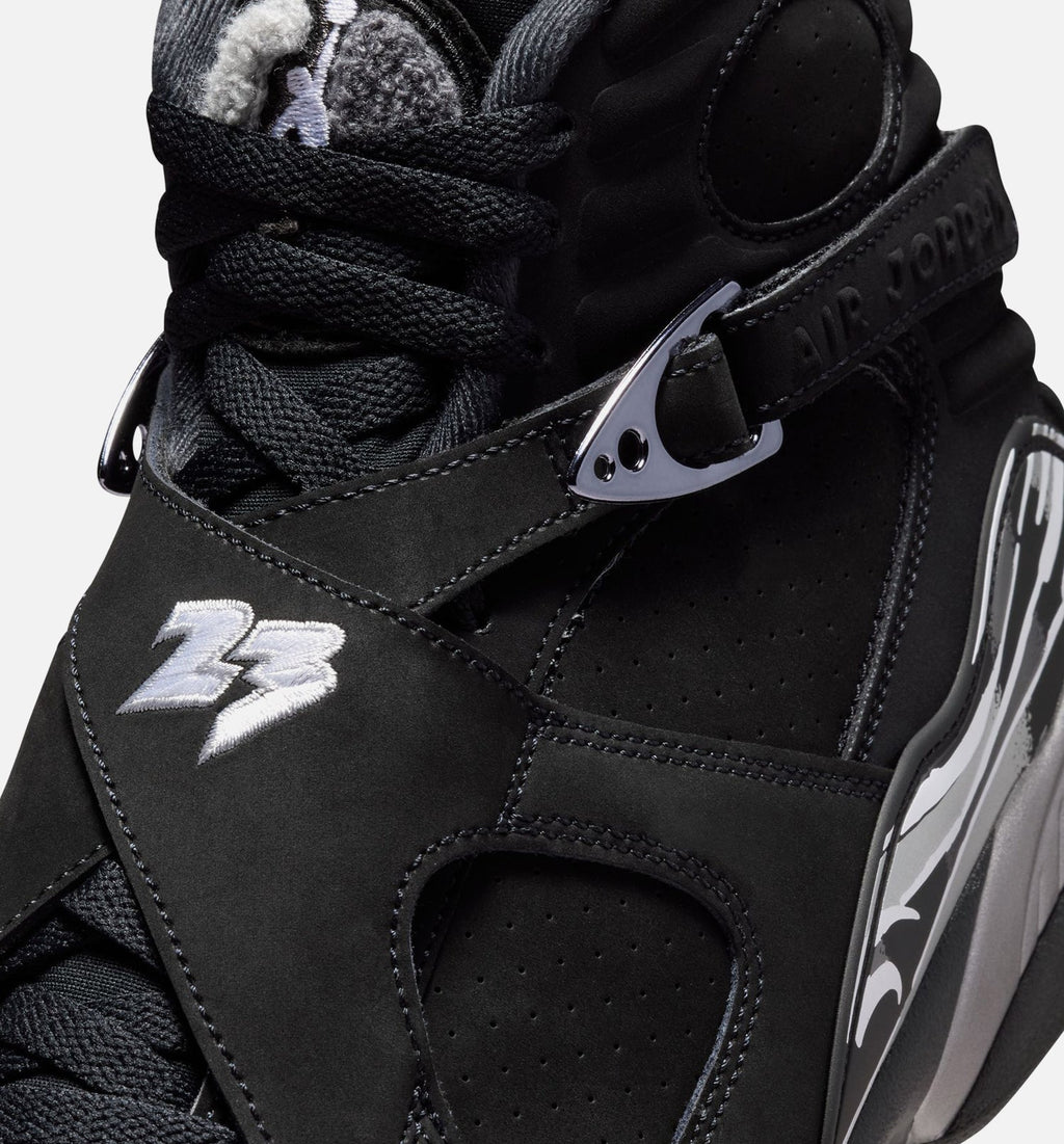 Air Jordan 8 Retro Chrome Men's Sneakers - Black/White/Light Graphite