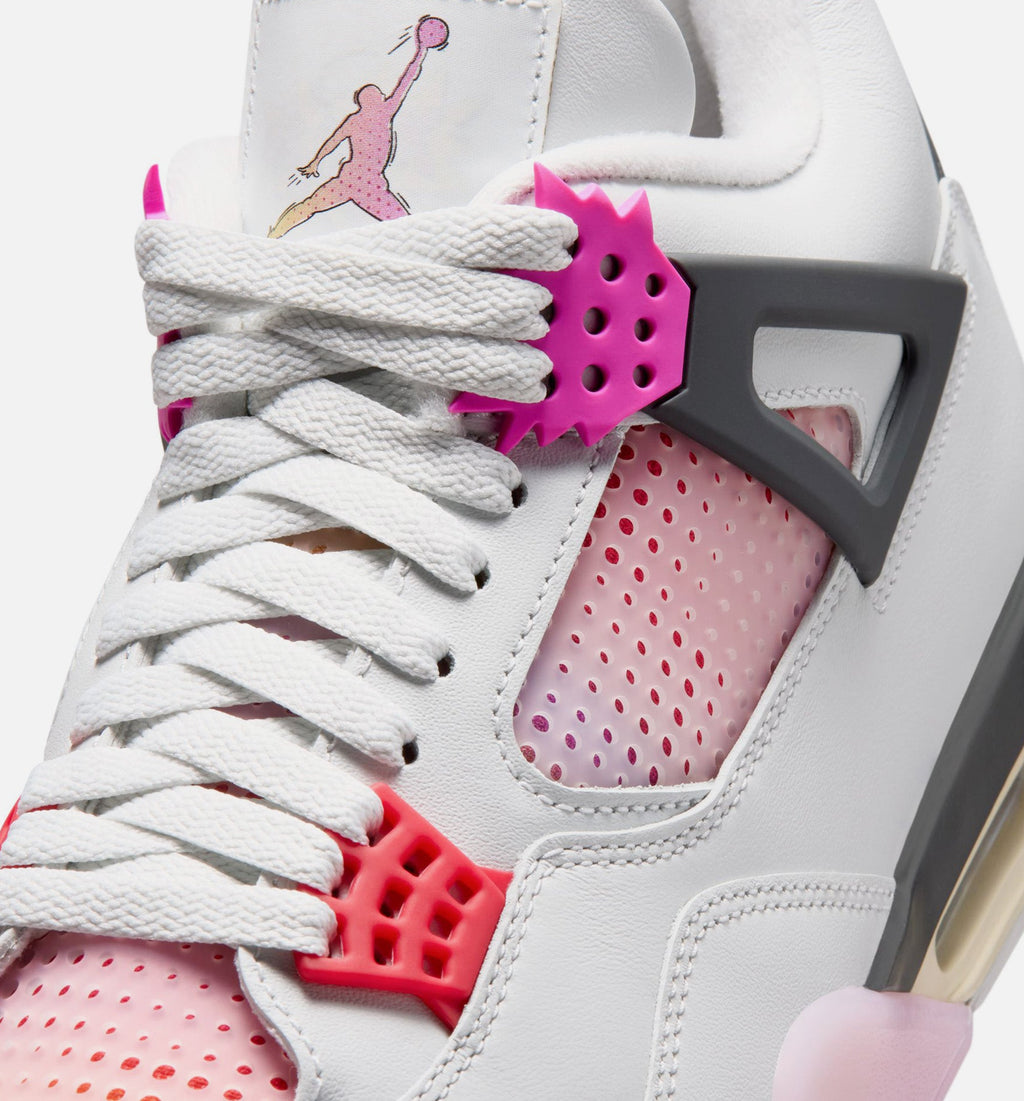 Air Jordan 4 Retro Comic Men's Sneakers - Off White/Fire Pink/Anthracite