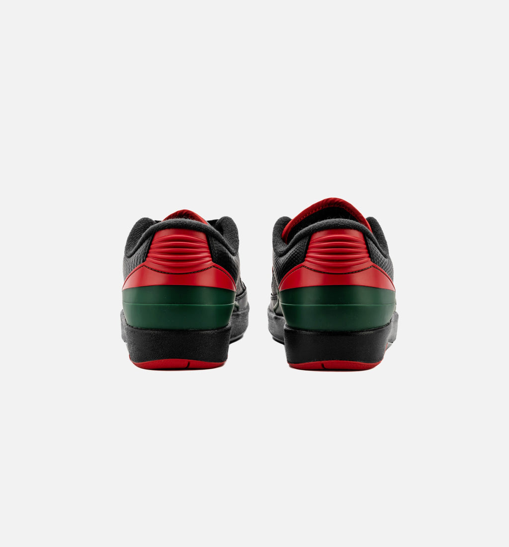 Air Jordan 2 Retro Low Christmas Grade School Sneakers - Black/Fire Red/Cement Grey