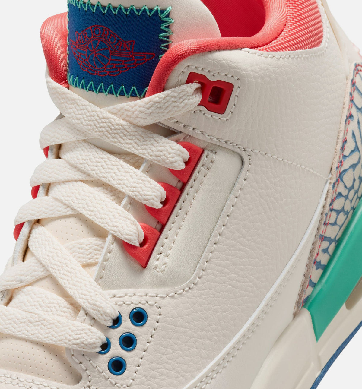 Air Jordan 3 Retro Play Your Way Grade School Sneakers - Chalk/Track Red/True Blue/Kinetic Green