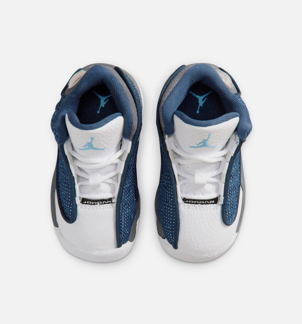 Air Jordan 13 Retro Navy and Flint Grey Infant/Toddler Sneakers - Navy/University Blue/Flint Grey/White