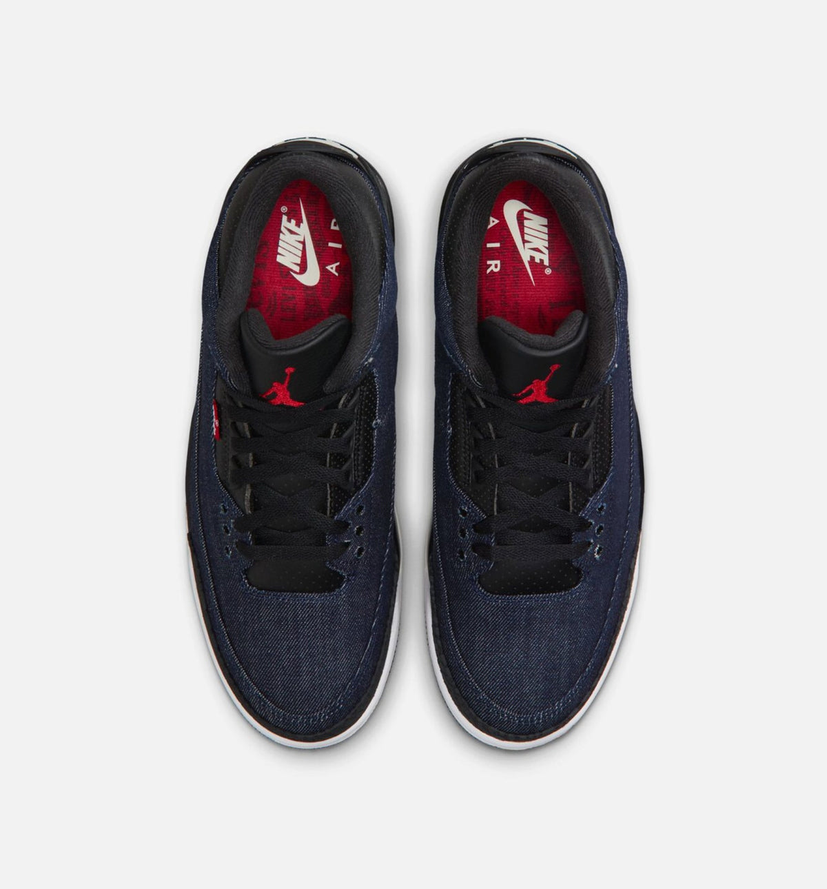 Air Jordan 3 x Levi's Indigo and Gym Red Men's Sneakers - Denim/Black/Sail